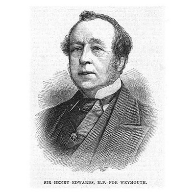SIR HENRY EDWARDS MP for Weymouth - Antique Print 1885