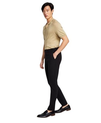 Calvin Klein Mens Skinny fit Dress Pants 33 / 30 Black Solid Stretch