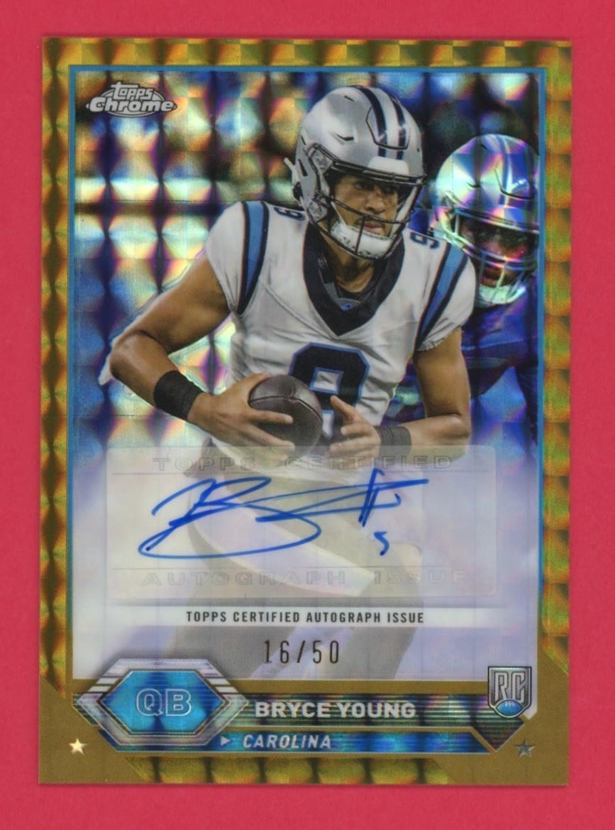 Bryce Young RC Auto /50 Gold Geometric Refractor 2023 Topps Composite Chrome