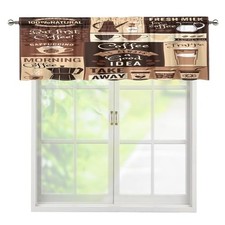 Coffee Valance Curtains, Brown Coffee Shop Logo 54"W x 18"L Pack of 1 Style-2