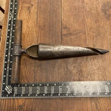 Antique Barrel Auger Bung Hole Double Wood Handle 14 1/4” 