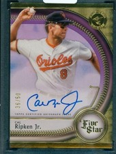 CAL RIPKEN JR. 2024 TOPPS FIVE STAR CAREER AUTOGRAPHS PURPLE #FSA-CRJ 36/50
