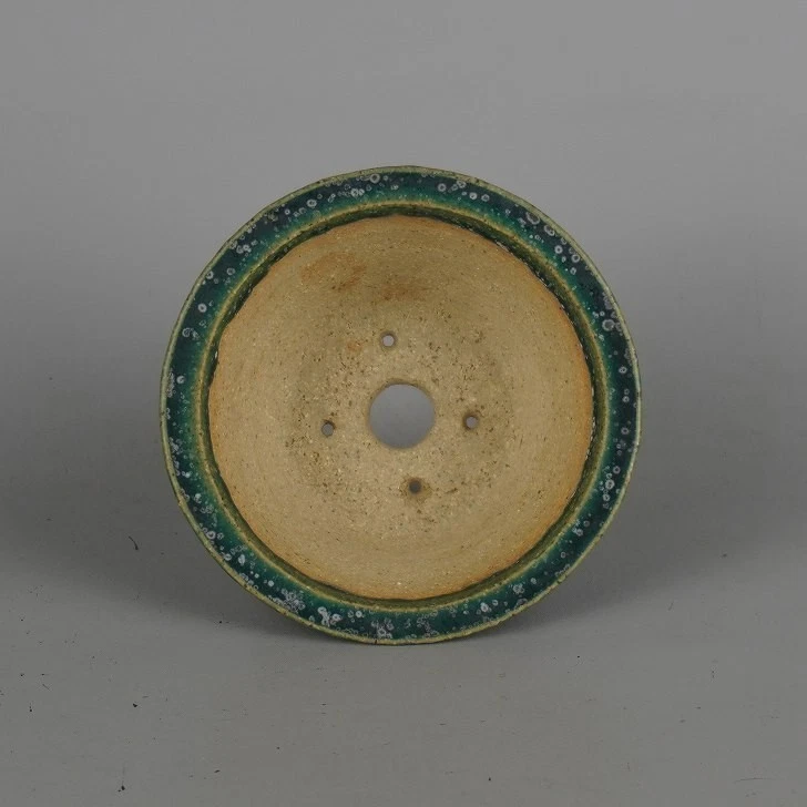 Koyo бонсай горшок Tokoname глазурованный круглый 4,4» (11,2 см) внешний ободок б/у * сколы * Япония - Изображение 4 из 4