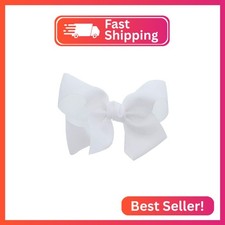 White 5.5 Inch Grosgrain Hair Bow Clip For Woman And Girls