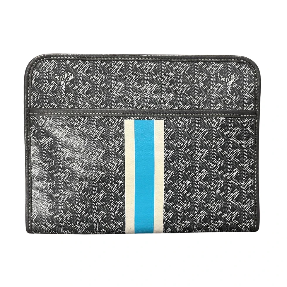 Goyard Jouvence Toiletry Bag MM Grey with Hong Kong Painted Stripe Fast Shipping