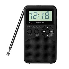 AM/FM Radio, Battery Operated Portable Radio with Clock, Preset, Sleep Timer ...