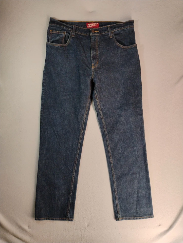 Мужские джинсы Arizona 36X32 синие расслабленные прямые темная джинсовая ткань с 5 карманами по внутреннему шву 31 дюйм - Изображение 2 из 4