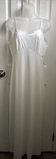 Vintage JC Penney Long Maxi White Nylon Formal Full Slip Dress Gown Lingerie 14
