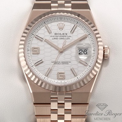 Ungetragen Rolex Land-Dweller 40 mm 127335 2025 Rosegold 750 Automatik Gold