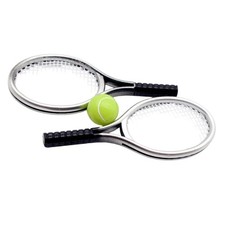 Miniature Tennis Rackets and Ball Sport Gear Furniture Set For Doll House Decors