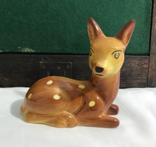 Vintage Mid Century ceramic fawn deer sitting. Unmarked 11cm