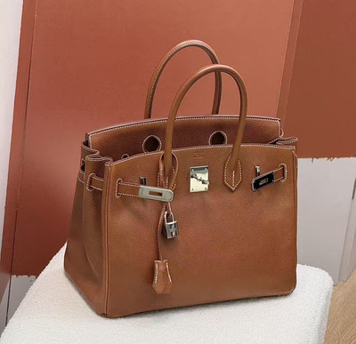Auth Hermes Birkin 30 Medium Handbag Brown Leather PHW Classic Vintage