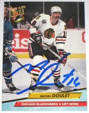 MICHEL GOULET SIGNED FLEER ULTRA CHICAGO BLACKHAWKS CARD AUTOGRAPH AUTO!!!