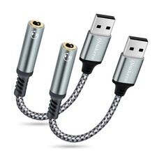 2Pack External Stereo Sound Card, USBA to 3.5mm TRRS 4Pole Female, USB to 3.5...