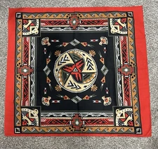 Vintage Wamcraft Bandana Southwestern Aztec Dusty Mauve Blue 28 x 31 Made In USA