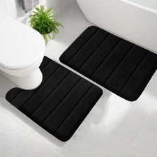 Memory Foam Bathroom Rugs Sets 2 Piece Extra Soft Absorbent Quick Dry Bath ma...
