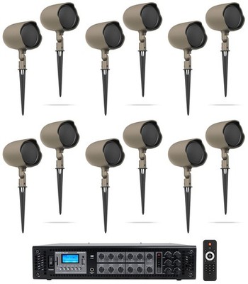 (12) JBL GSF3-TN 6.5'' Landscape Ground Stake/Wall 70v Commercial Speakers+Amp