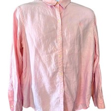 Chaps Men's XL Pink Linen Button Down Shirt Long Sleeve Classic Fit
