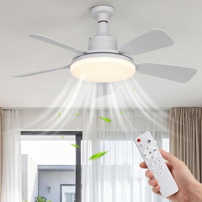 Ventilator mit Licht und Fernbedienung, 3 Farben Dimmbar LED E27 Sockel Lüfter Licht, 3 Sp
