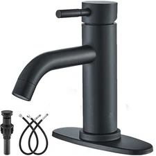 Black Waterfall Single Handle 4 Inch Center 3 Holes Bathroom Sink Basin Faucet