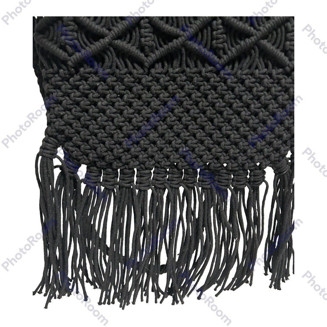 Danielle Nicole Macrame Fringe Purse Black Boho W… - image 4