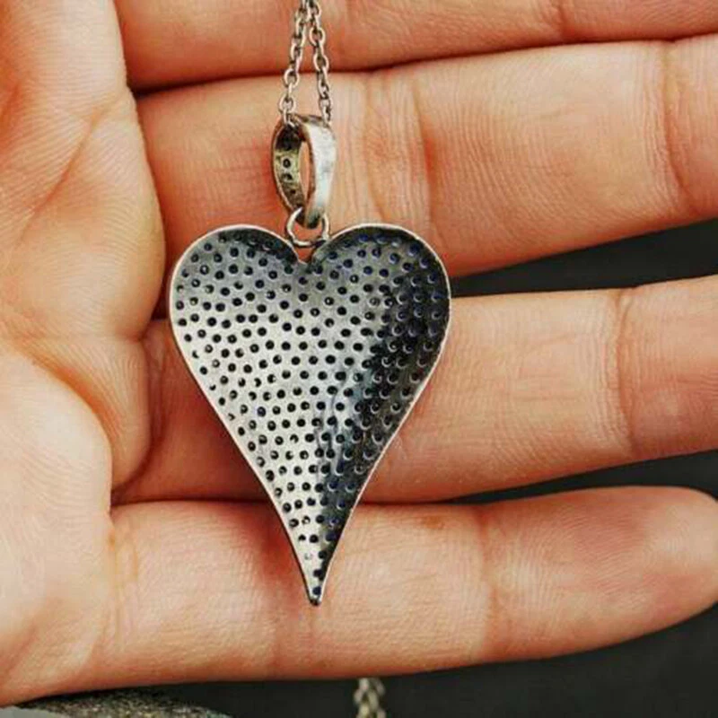 Women's 1.5ct Blue Sapphire Simulated Love Heart Pendant 925 Silver 18" - Изображение 3 из 4