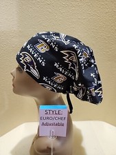 Baltimore Ravens Logo Women's Euro/Chef Surgical Scrub Hat/Cap Handmade
