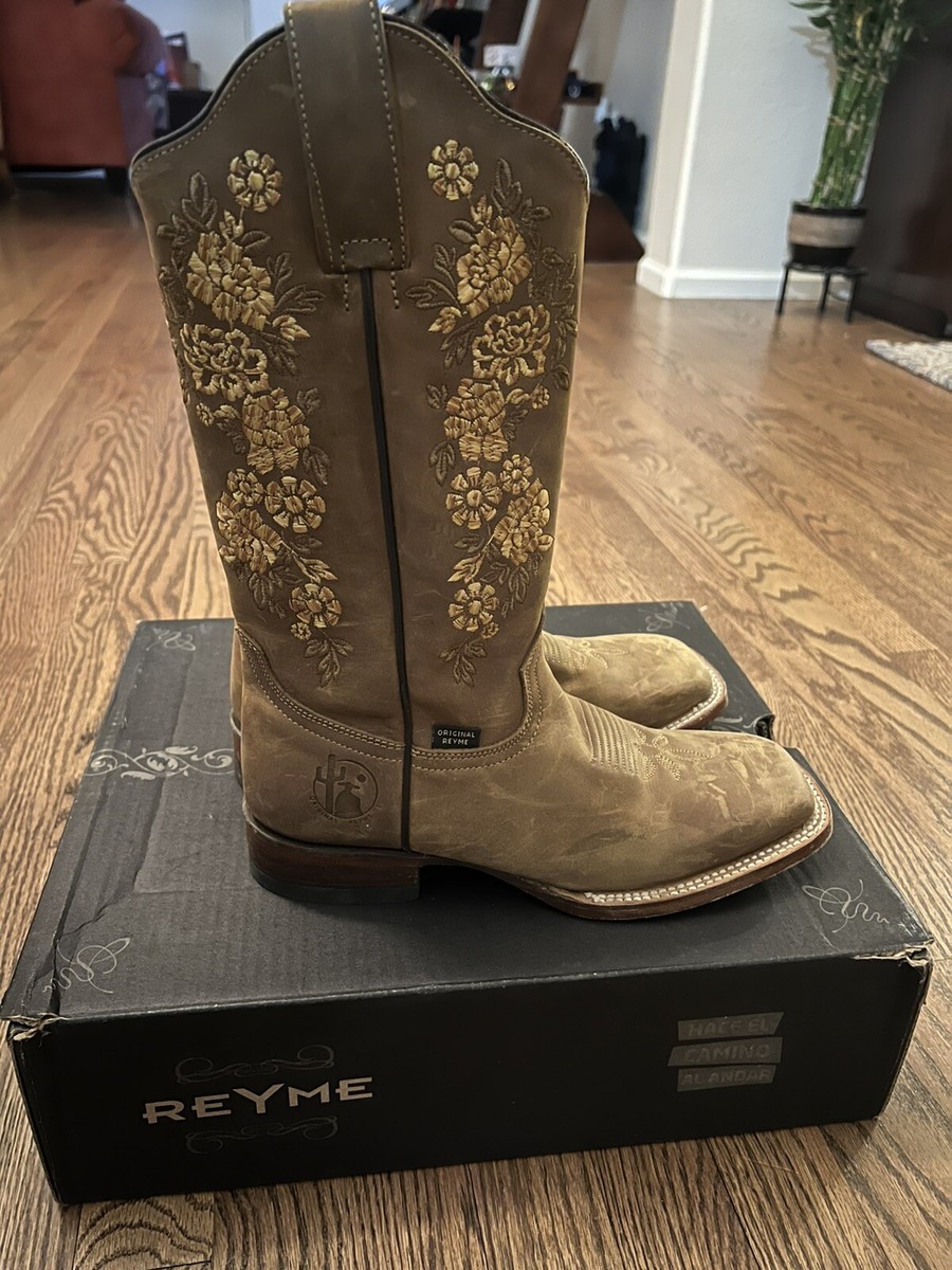 Reyme Wmns Crazy Thang Brown Floral Leather Cowboy Bt Sz 8.0  display picture 2