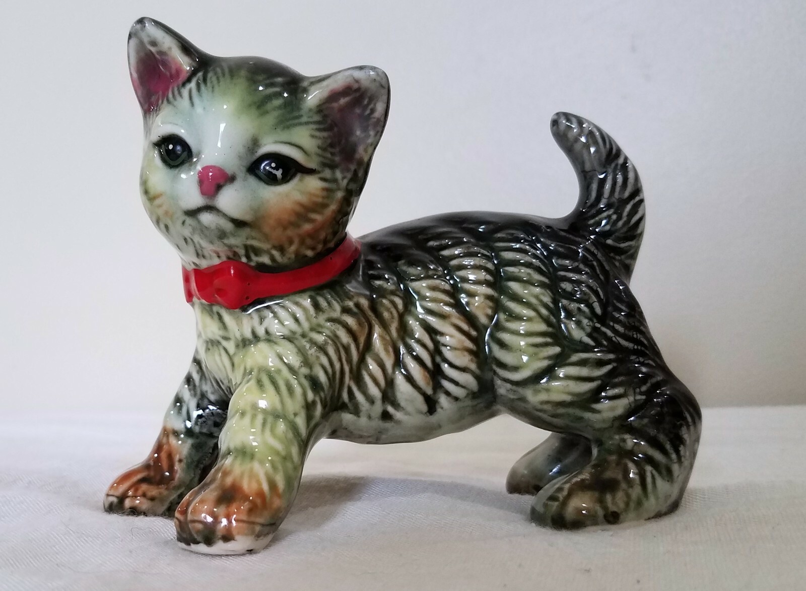 Porcelain Cat Tabby Figurine Vintage NC "Camille Naudot" Mark France eBay