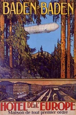 ZEPPELIN PLANE BADEN HOTEL GERMAN BLACK FOREST TRAVEL VINTAGE POSTER REPRO