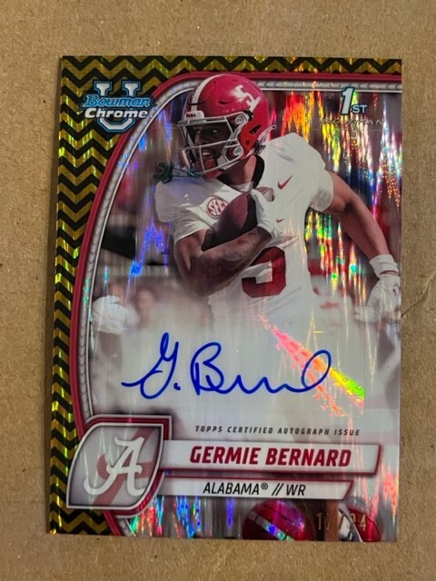 GERMIE BERNARD Alabama 2024 Bowman Chrome University Black Gold Stealth AUTO /24
