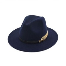 Women Ladies Vintage Large Felt Trilby Fedora Jazz Wide Brim Hat Cap Gangster