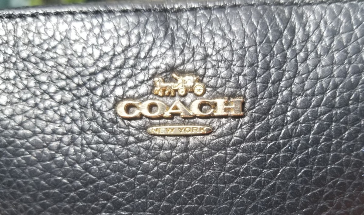 Auth COACH #87734 Black Leather 