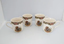 4 CHURCHILL Myott Factory Thanksgiving Coffee Tea Mug 10 oz 3 3/4”-READ