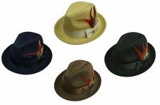 Men 's 100 Wool Fedora Trilby Mobest Hat Size:S M L XL Black, Khaki, Navy, Br