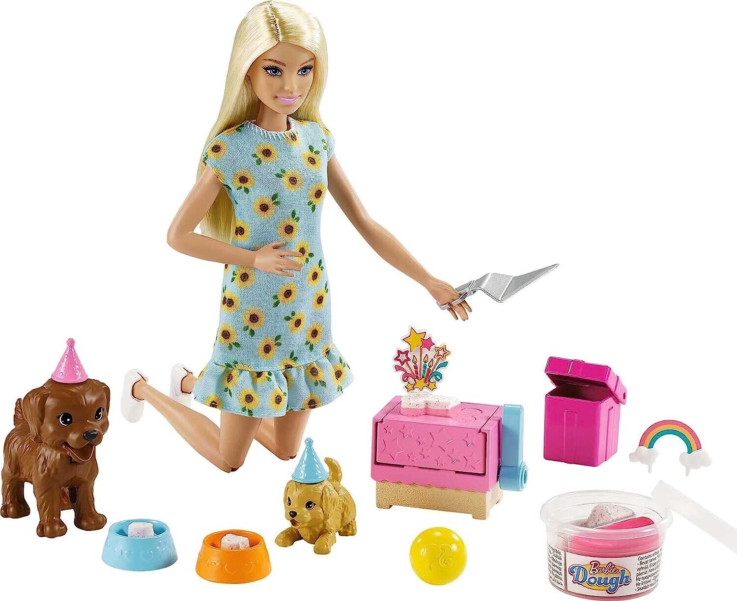 Coffret poupée Barbie anniversaire du chiot avec moule à gâteau interactif Mattel