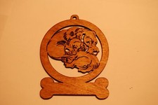 2 DOGS CUDDLING LASER CUT Dog Ornament