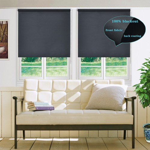 100% Blackout Roller Blinds Window Shade Coated with All Fittings Black - Picture 9 of 11