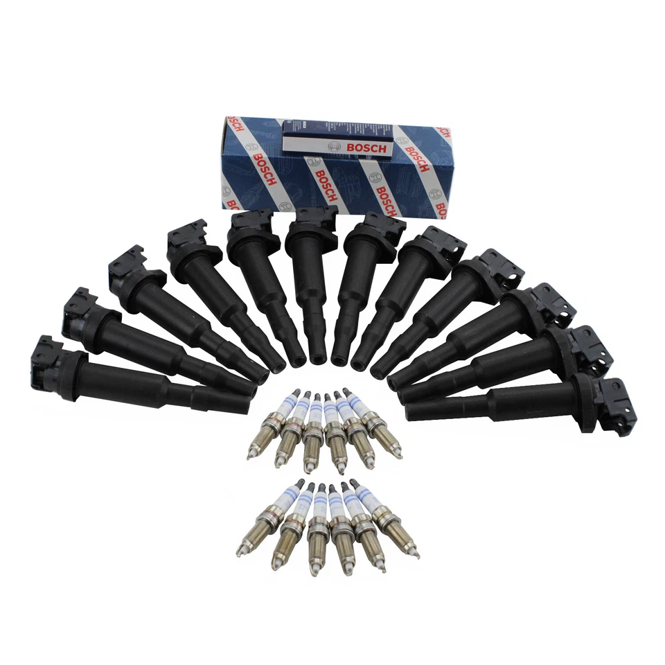 Bosch 12 Ignition Coils & 12 Double Platinum Spark Plugs Kit For F02 760Li V12 - Image 4 of 4
