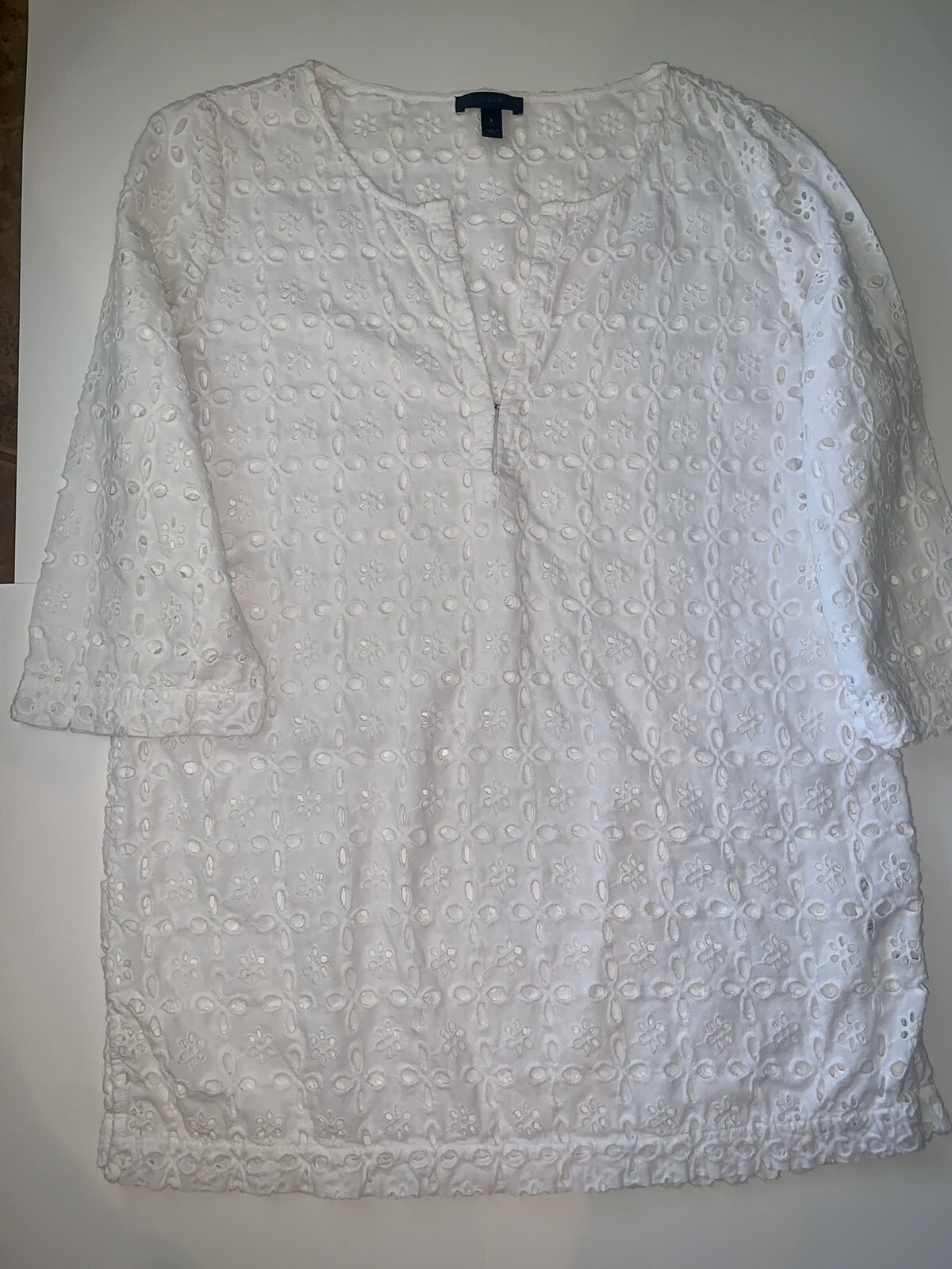 J.Crew White Beach Tunic Laser Cut Eyelet Swim Cover Up Womens Size