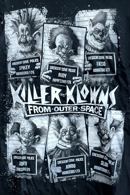 New Killer Klowns From Outer Space 1980's Clown Movie SM T-Shirt Black