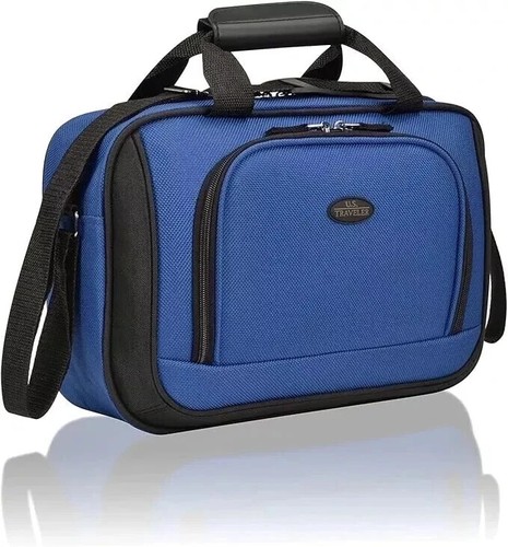 U.S. Traveler 2 Piece Expandable Softside Luggage Set 21" Carry On Tote Bag Blue - Picture 3 of 5