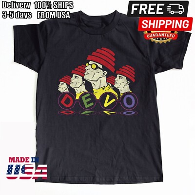 DEVO BAND Rock Band Black Unisex Cotton T-shirt Size S-4XL FD1103