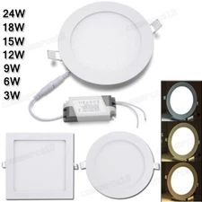 LED Recessed Ceiling Panel Down Light 24W 18W 15W 12W 9W 6W 3W Downlight Lamp US