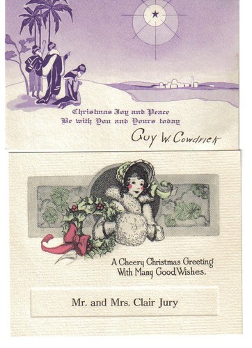 23 tarjetas de Navidad vintage de una sola capa de 1920/30 con sobres - Imagen 4 de 12