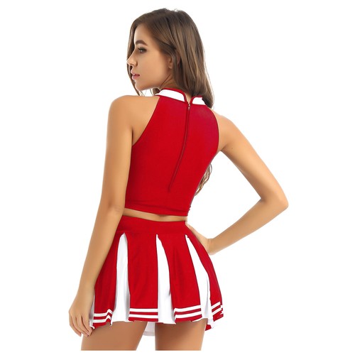 Mujeres Porristas Disfraz Mini 2 Piezas Porristas Elegante Vestido Conjunto Falda - Imagen 11 de 88