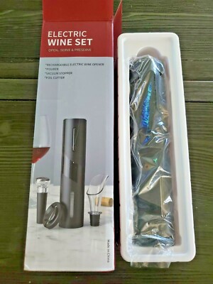 Rechargeable Electric Wine Bottle Openers Set, Vacuum Stopper,Foil Cutter Pourer
