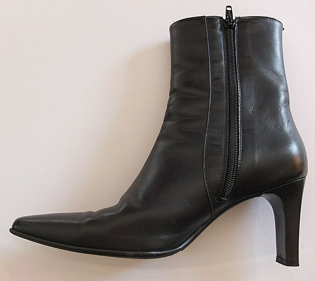 Salamander France Black Leather Ankle Boots Size UK 4 Eur 36 with 3 ins Heel
