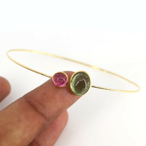 18k Gold Beautiful flexible bangle set with Natural multi tourmaline. - 第 1/6 張圖片