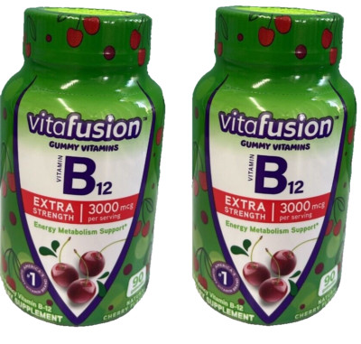 2x Vitafusion Extra Strength Vitamin B12 For Energy Metabolism 90 GUMS EXp 03/26